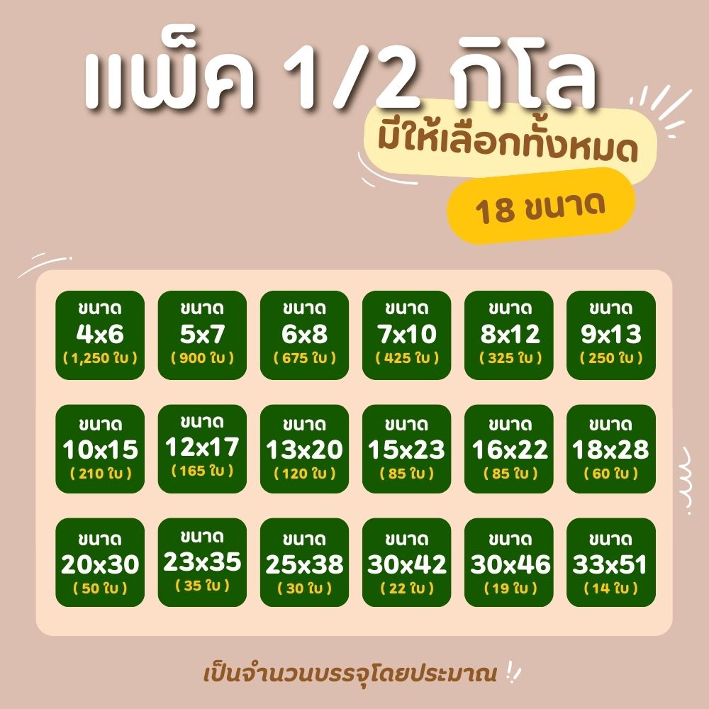ถุงซิป รุ่นหนา แพ็ค 1 kg , 0.5 kg ใส่ยา ใส่อาหาร ขนม และแบบแบ่งขาย ออกใบกำกับภาษีได้ ซอง อาหาร 0.5 กิโลกรัม / 40x60 cm